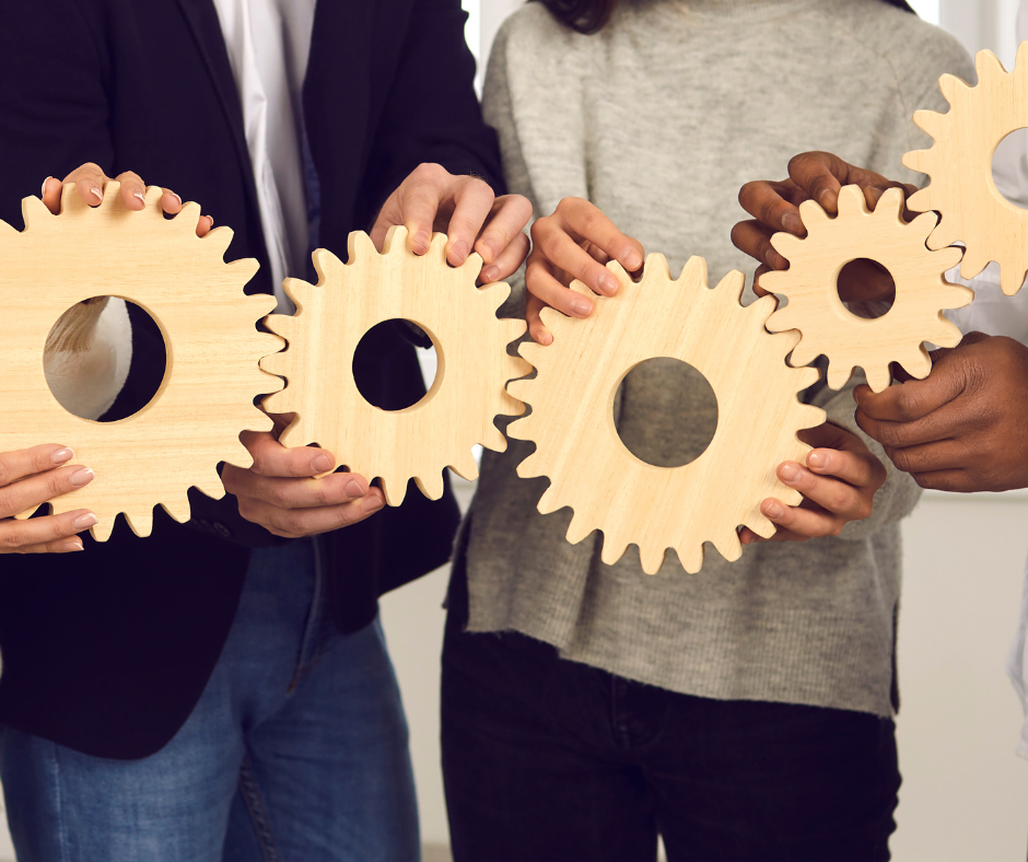 People holding gears.