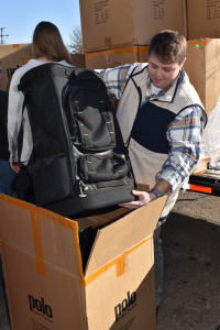 Person holding carry bag