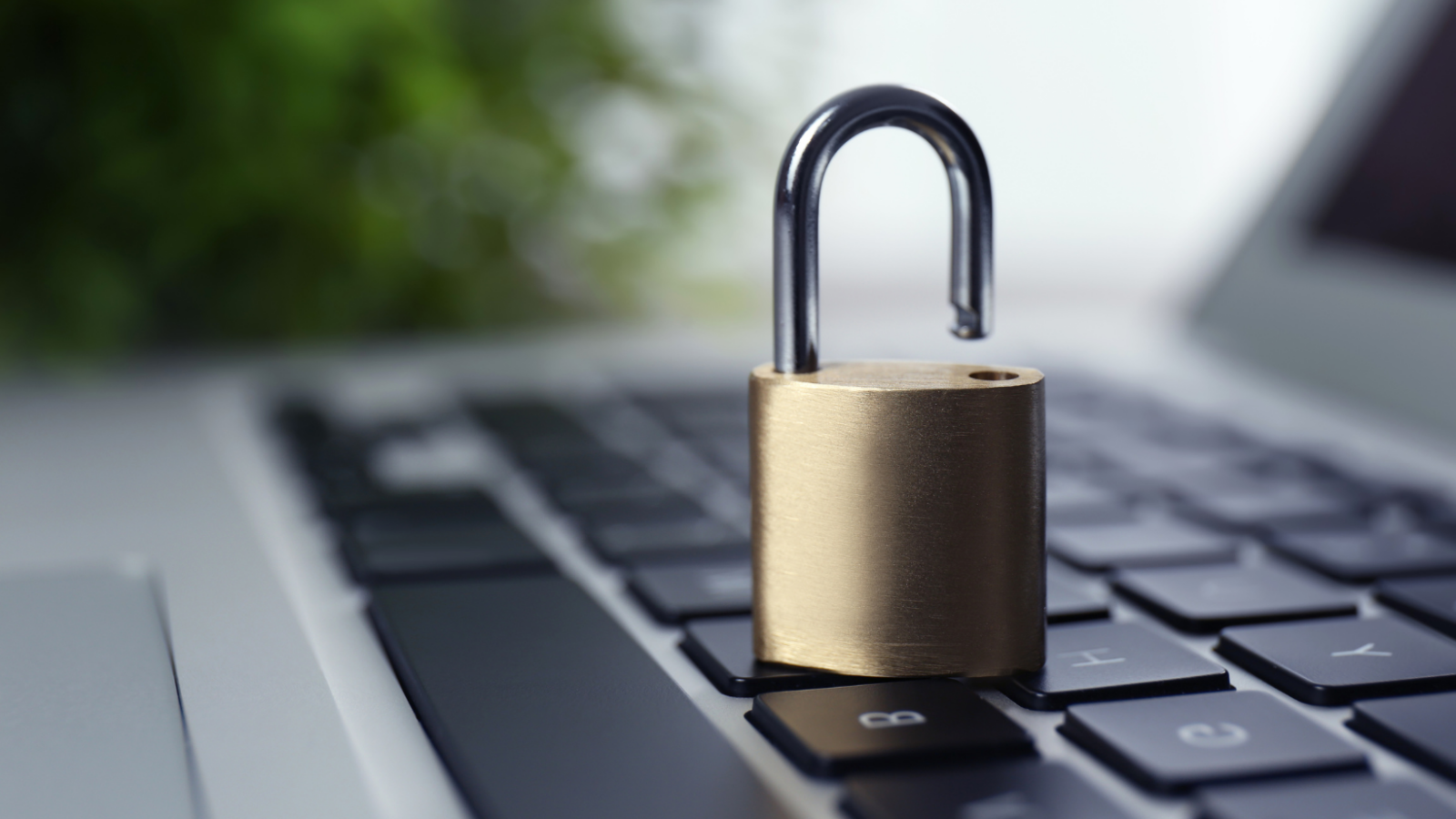 padlock sitting on laptop