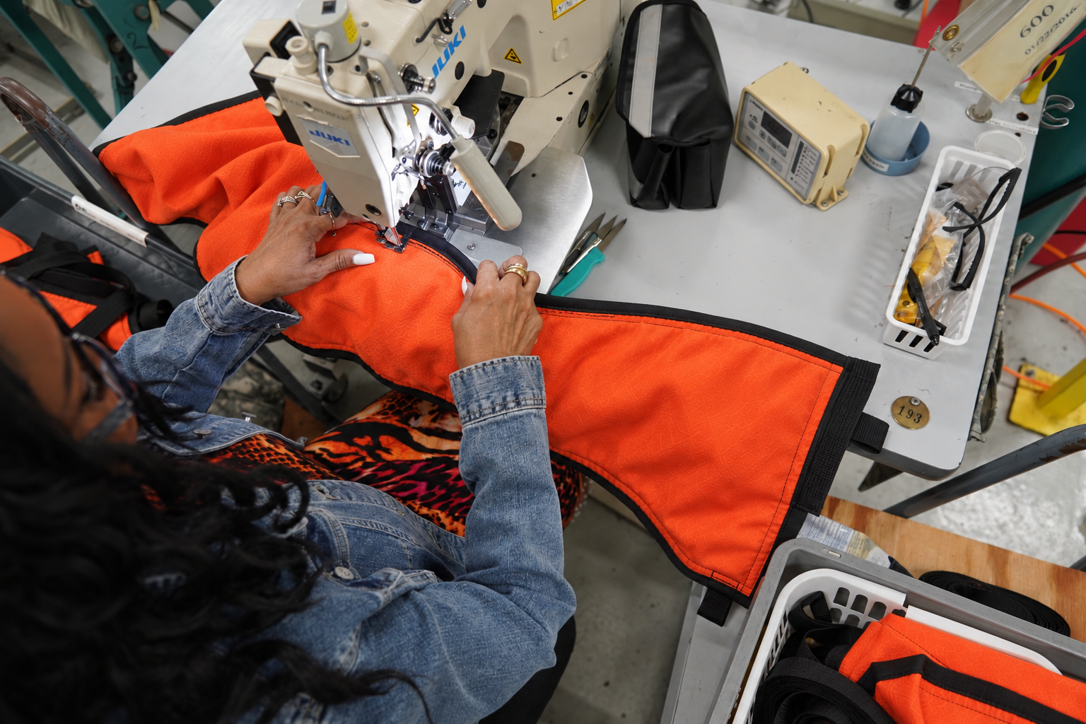 sewing and development of chainsaw chaps